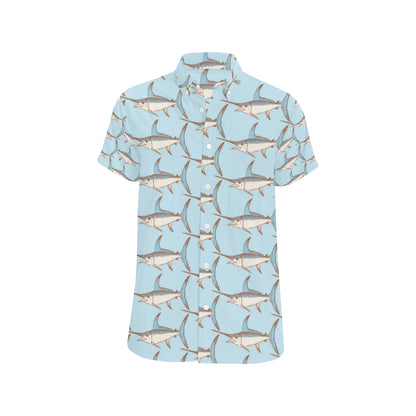 Swordfish Pattern Print Design 01 Men's Short Sleeve Button Up Shirt