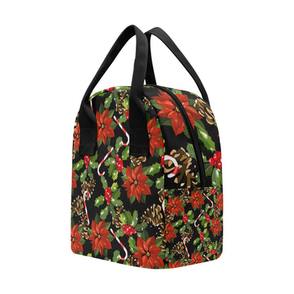 Poinsettia Pattern Print Design POT01 Insulated Lunch Bag