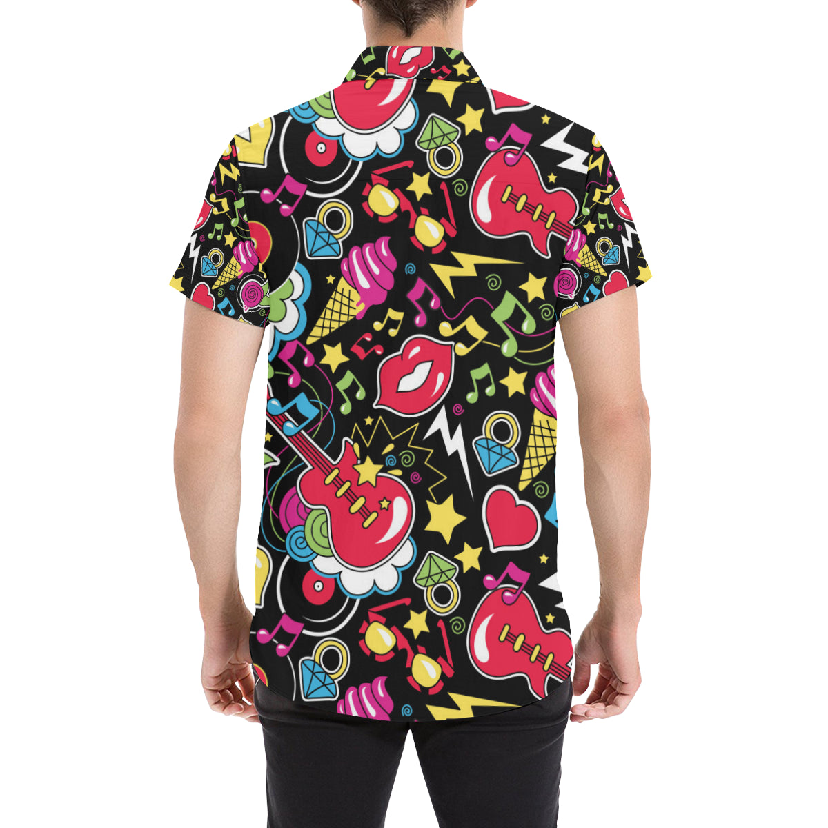 Pop Art Pattern Print Design A04 Men's Short Sleeve Button Up Shirt