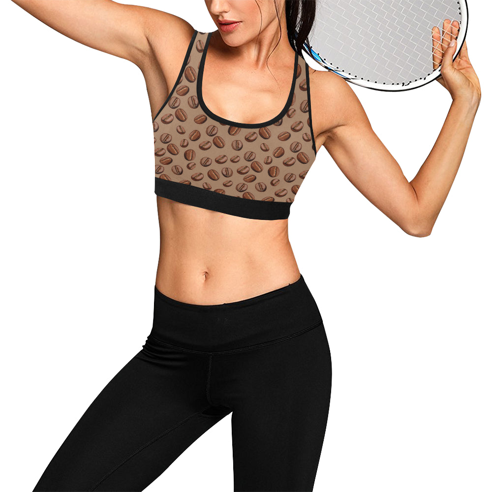 Coffee Pattern Print Design 07 Sports Bra