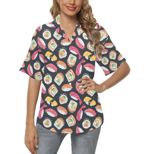 Sushi Print Design LKS306 Women's Hawaiian Shirt