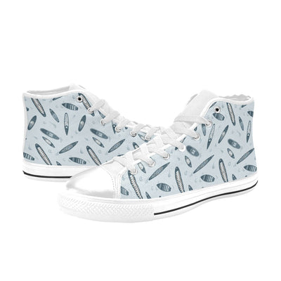 Surfboard Print Design LKS306 High Top Women's White Shoes