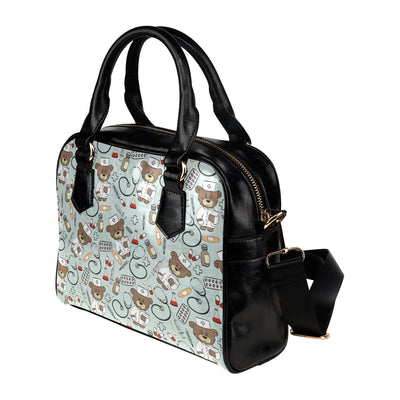 Nurse Bear Pattern Print Design A01 Shoulder Handbag