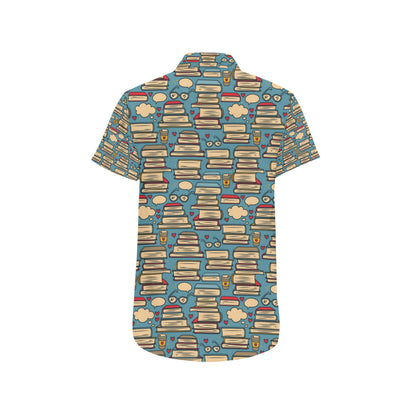 Book Pattern Print Design 03 Men's Short Sleeve Button Up Shirt
