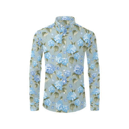 Hydrangea Pattern Print Design 01 Men's Long Sleeve Shirt