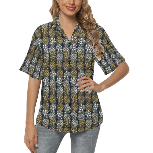 Pineapple Print Design Pattern Women's Hawaiian Shirt