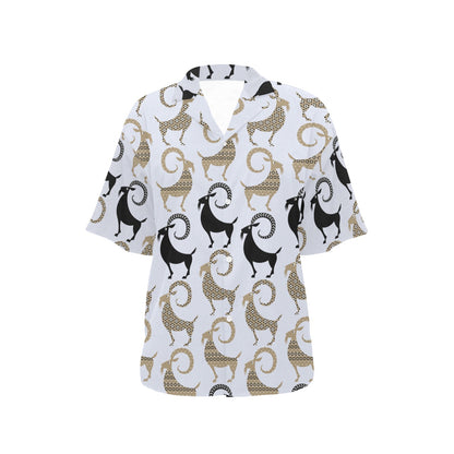 Goat Pattern Print Design 03 Women's Hawaiian Shirt