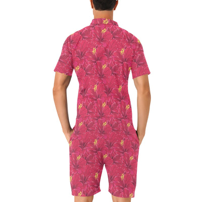 Hibiscus Red Pattern Print LKS308 Men's Romper