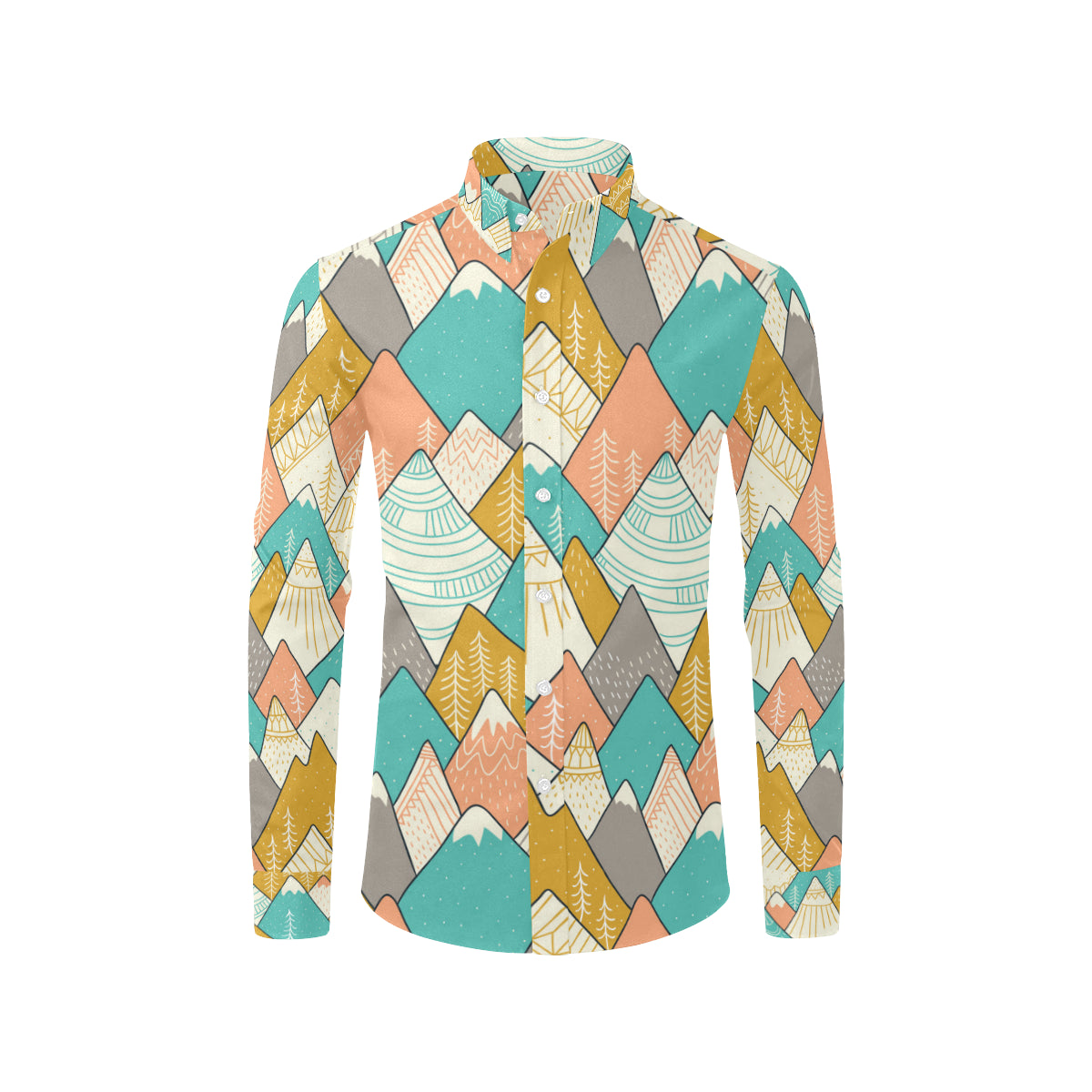 Mountain Pattern Print Design 02 Men's Long Sleeve Shirt