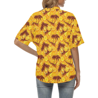 Palm Tree Pattern Print Design PT012 Women's Hawaiian Shirt