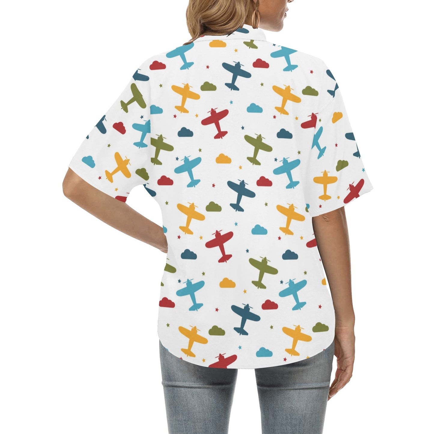 Airplane Pattern Print Design 06 Women's Hawaiian Shirt