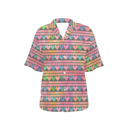 Heart Pattern Print Design HE010 Women's Hawaiian Shirt