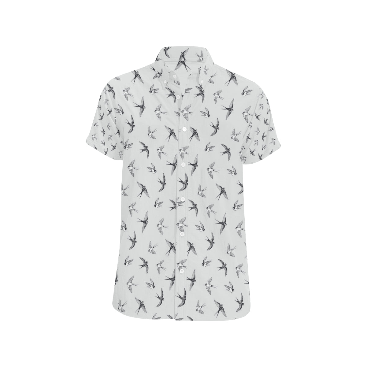 Swallow Bird Pattern Print Design 04 Men's Short Sleeve Button Up Shirt