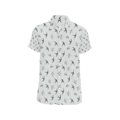 Swallow Bird Pattern Print Design 04 Men's Short Sleeve Button Up Shirt