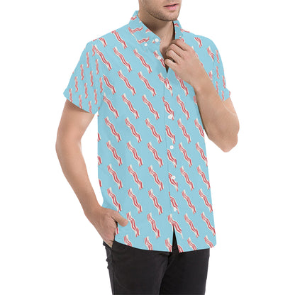 Bacon Pattern Print Design 03 Men's Short Sleeve Button Up Shirt