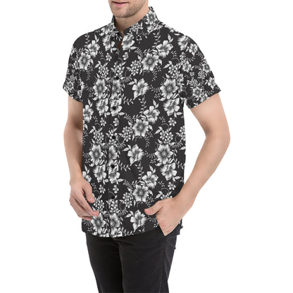 Gerberas Pattern Print Design GB02 Men's Short Sleeve Button Up Shirt
