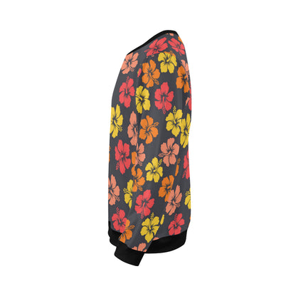 Hibiscus Pattern Print Design HB024 Men Long Sleeve Sweatshirt