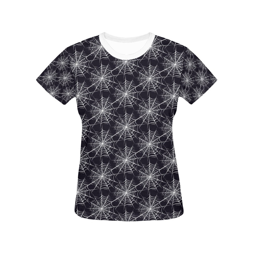 Spider Web Print Design LKS303 Women's  T-shirt