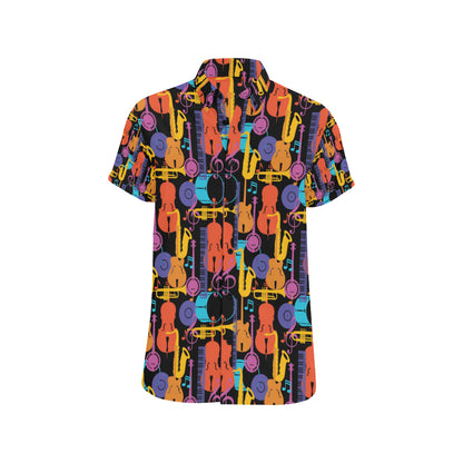 Jazz Pattern Print Design 03 Men's Short Sleeve Button Up Shirt