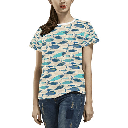 Tuna Fish Print Design LKS302 Women's  T-shirt