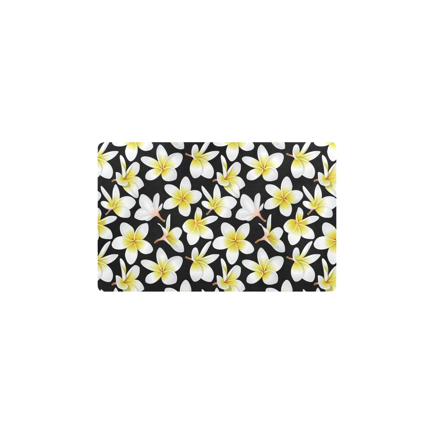 Yellow Plumeria Hawaiian Flowers Kitchen Mat
