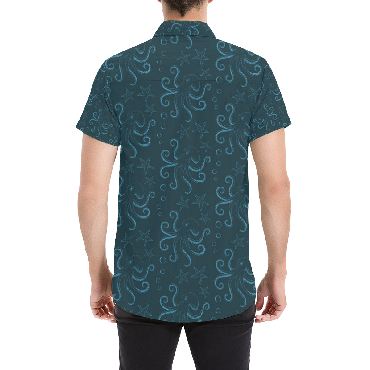 Octopus Pattern Print Design A05 Men's Short Sleeve Button Up Shirt
