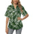 White Green Tropical Palm Leaves Women's Hawaiian Shirt