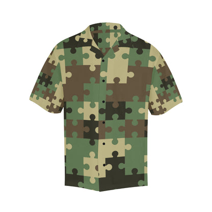 Puzzle Camo Pattern Print Design A03 Men's Hawaiian Shirt