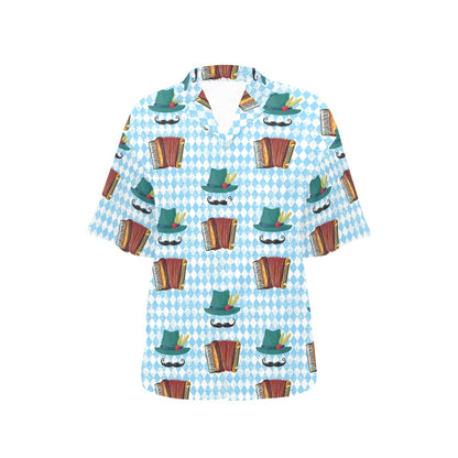 Accordion Mustache Pattern Print Design 01 Women's Hawaiian Shirt