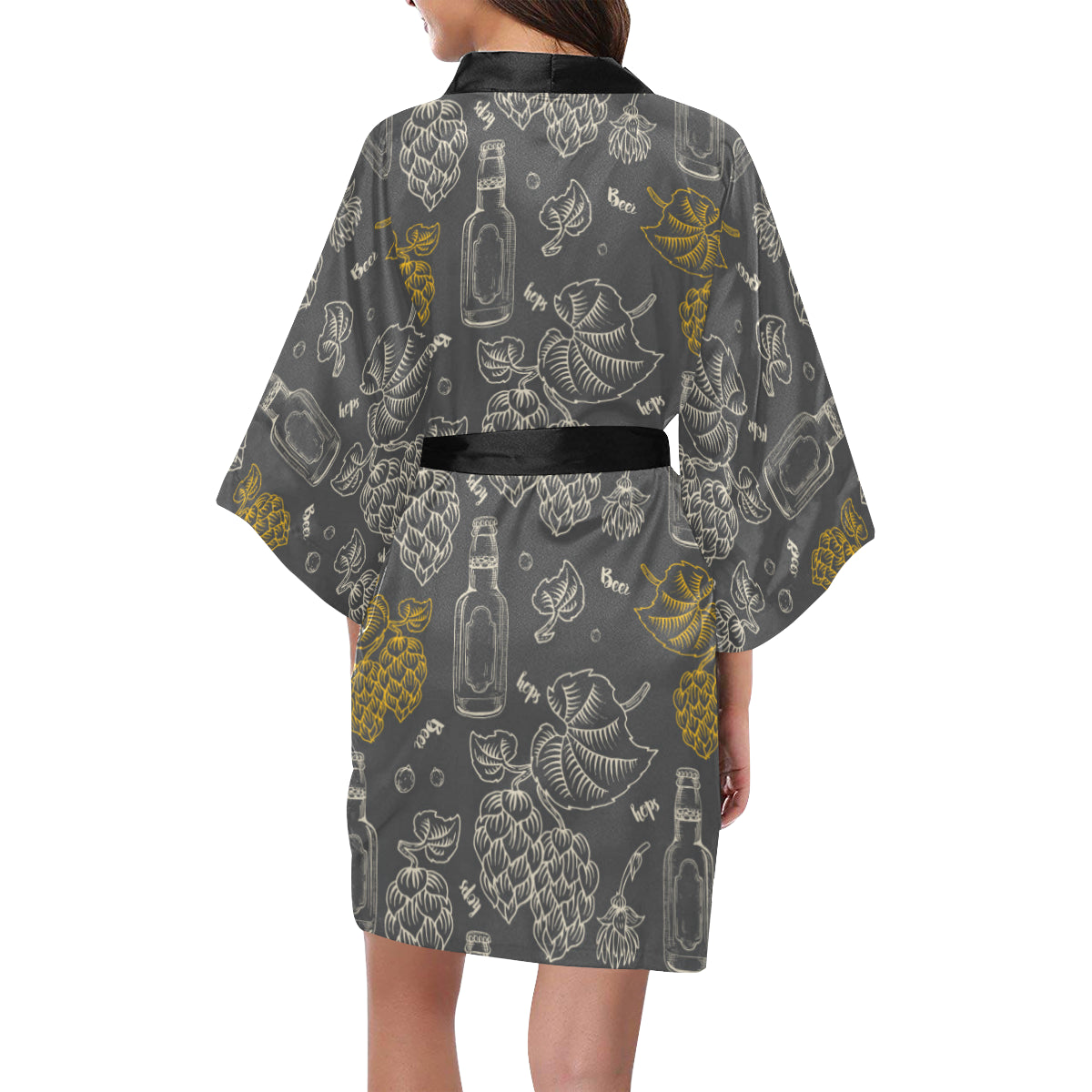 Hope Pattern Print Design 01 Women's Short Kimono