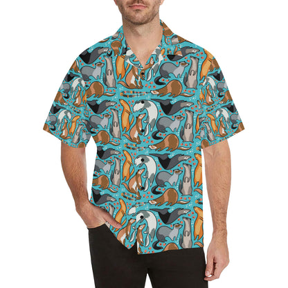 Ferret Pattern Print Design 03 Men's Hawaiian Shirt