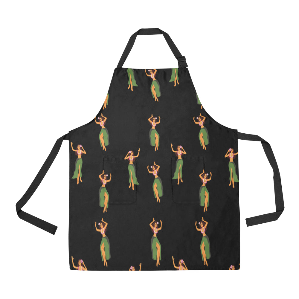 Hula Dancers Girl Pattern Print Design 01 Apron with Pocket