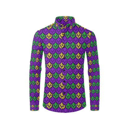 Mardi Gras Pattern Print Design 02 Men's Long Sleeve Shirt