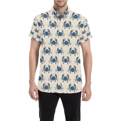 Crab Pattern Print Design 02 Men's Short Sleeve Button Up Shirt