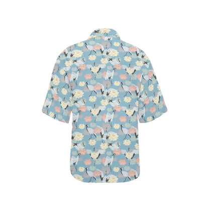 Water Lily Print Design LKS304 Women's Hawaiian Shirt