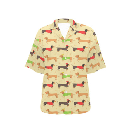 Dachshund Pattern Print Design 06 Women's Hawaiian Shirt