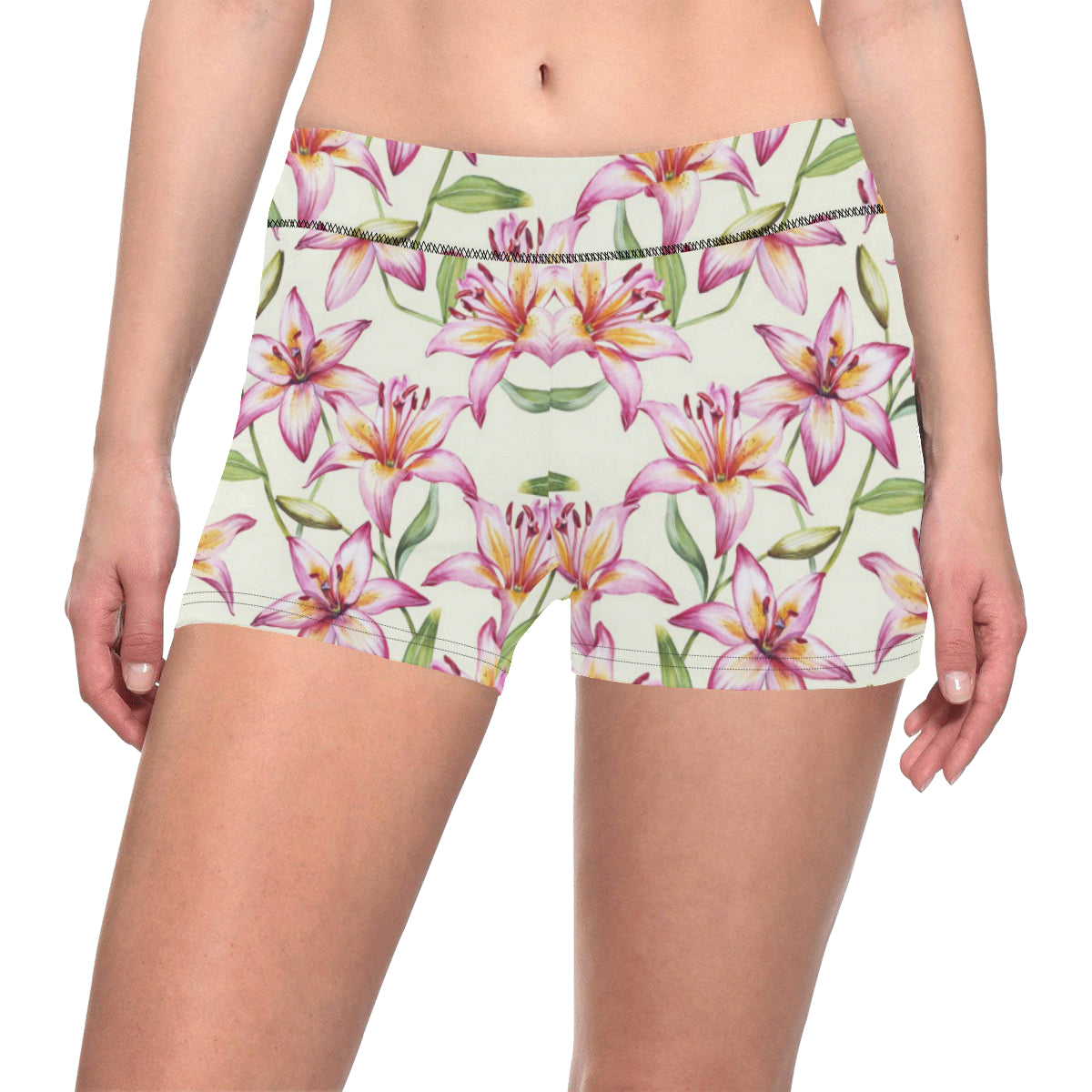 Lily Pattern Print Design LY011 Yoga Shorts