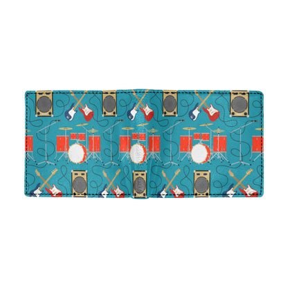 Drum Set Guitar Pattern Print Design 02 Men's ID Card Wallet