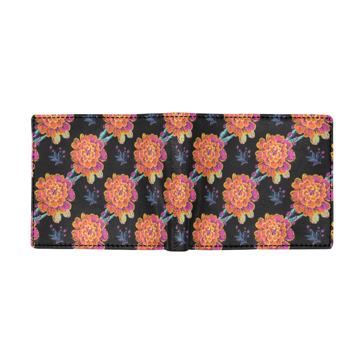 Marigold Pattern Print Design MR04 Men's ID Card Wallet