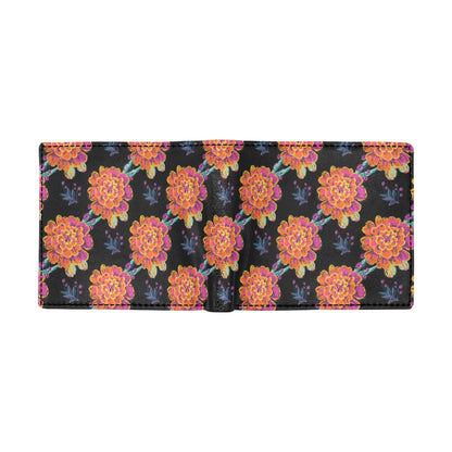 Marigold Pattern Print Design MR04 Men's ID Card Wallet