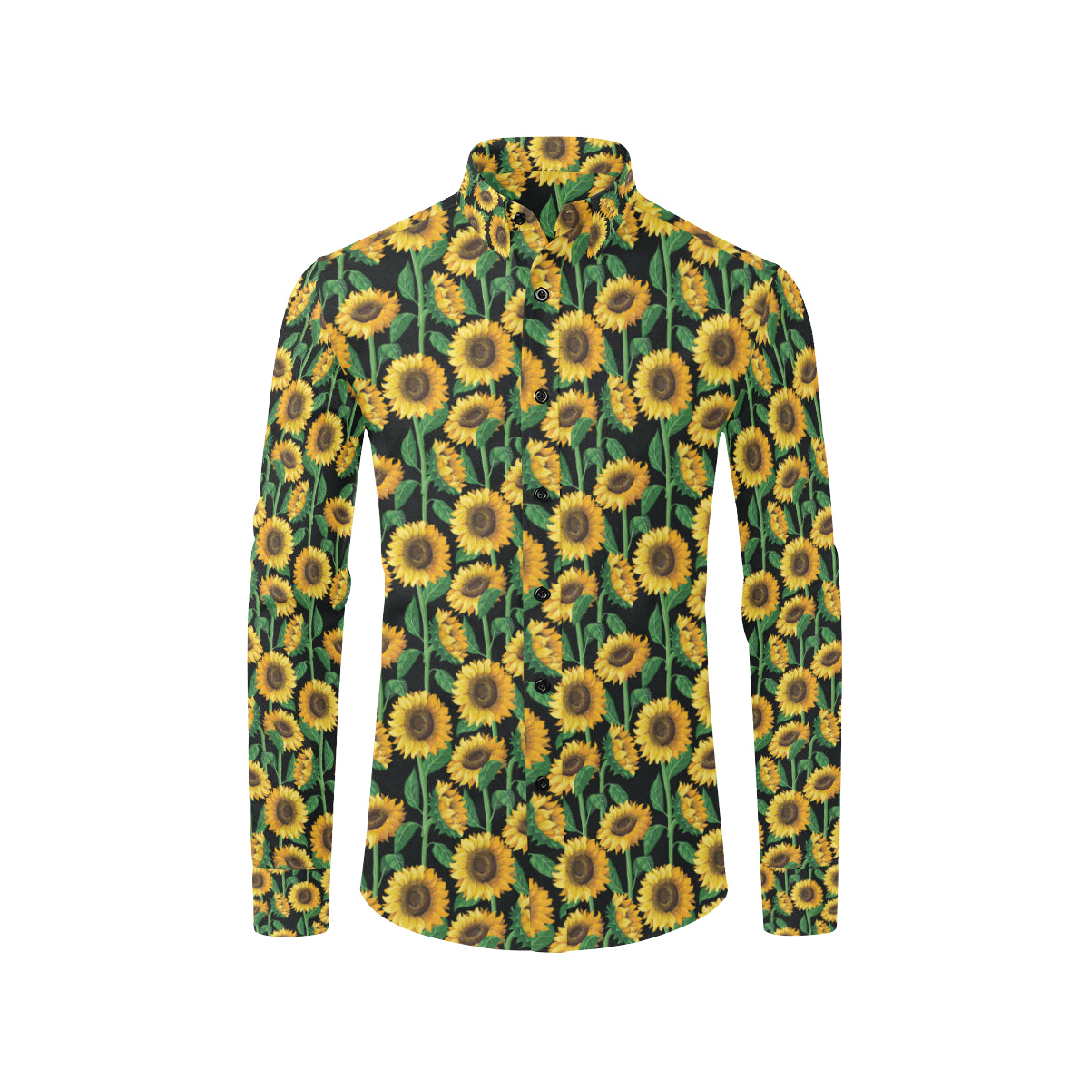 Sunflower Realistic Print Pattern Men's Long Sleeve Shirt