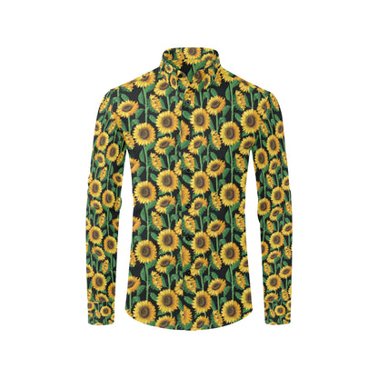 Sunflower Realistic Print Pattern Men's Long Sleeve Shirt