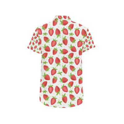 Strawberry Pattern Print Design SB07 Men's Short Sleeve Button Up Shirt