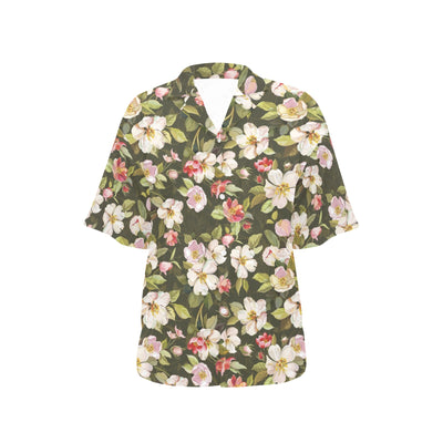 Apple blossom Pattern Print Design AB01 Women's Hawaiian Shirt