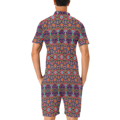 Ethnic Flower Style Print Pattern Men's Romper