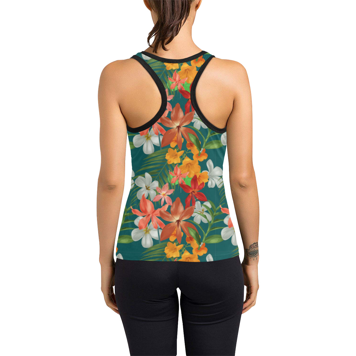 Amaryllis Pattern Print Design AL06 Women's Racerback Tank Top