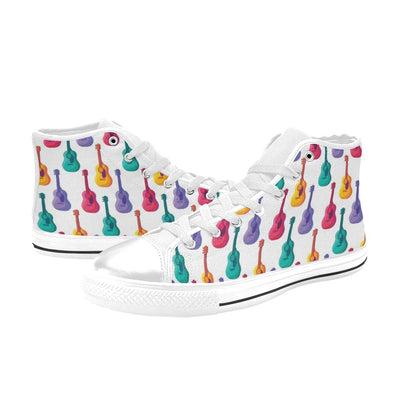 Acoustic Guitar Print Design LKS406 High Top Women's White Shoes