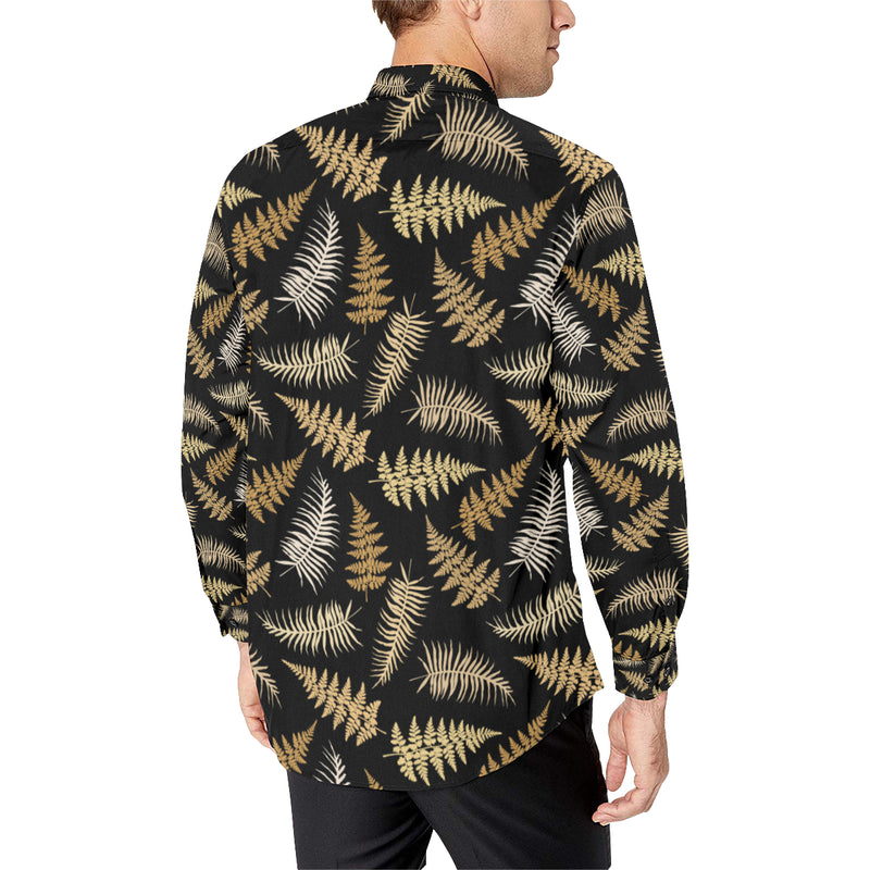 Fern Leave Bright Print Pattern Men's Long Sleeve Shirt