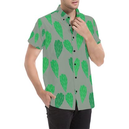 Lettuce Pattern Print Design 02 Men's Short Sleeve Button Up Shirt