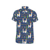 Llama Cactus Pattern Print Design 05 Men's Short Sleeve Button Up Shirt